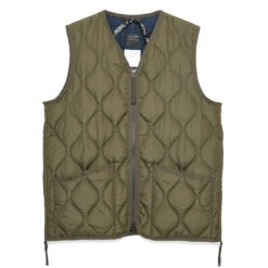 Taion Military Zip V Neck Vest D. Olive
