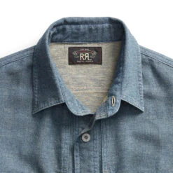 RRL By Ralph Lauren Linen Cotton Twill Overshirt Indigo -Quality Clothing Store 24814 3