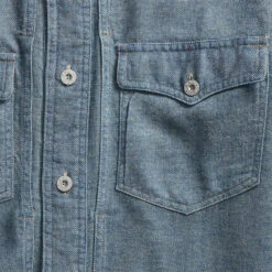 RRL By Ralph Lauren Linen Cotton Twill Overshirt Indigo -Quality Clothing Store 24814 4