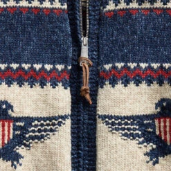 RRL By Ralph Lauren Logo Cotton-Blend Full-Zip Cardigan Indigo Cream Multi -Quality Clothing Store 24817 4