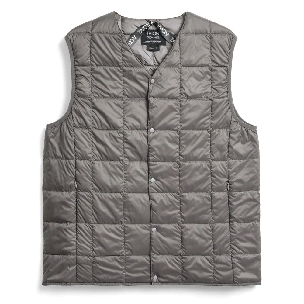 Taion V Neck Button Down Vest Grey 1 Taion V Neck Button Down Vest Grey