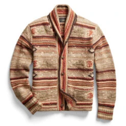 RRL By Ralph Lauren Shawl Cardigan Tan Multi