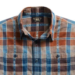 RRL By Ralph Lauren Kings Print S/S Shirt Indigo -Quality Clothing Store 25855 5
