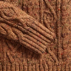 RRL By Ralph Lauren Cable Turtleneck Pullover Knit Tan Donegal Multi -Quality Clothing Store 27231 4