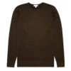 Sunspel Merino Crew Neck Knit Dark Moss