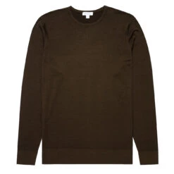 Sunspel Merino Crew Neck Knit Dark Moss