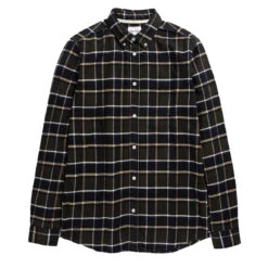 Norse Projects Anton Brushed Flannel Check Shirt Beech Green