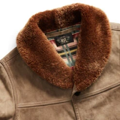 RRL By Ralph Lauren Shearling-Collar Leather Jacket Natural / Tan -Quality Clothing Store 28617 4