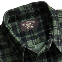 RRL By Ralph Lauren Corduroy Sport Shirt Green / Black -Quality Clothing Store 28930 5