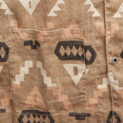 RRL By Ralph Lauren Print Linen Chore Jacket Stone / Green / Burnt Sienna -Quality Clothing Store RRL by Ralph Lauren Oakham Linen Shirt Jacket Stone Green Burnt Sienna 26206 3