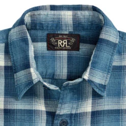 RRL By Ralph Lauren Plaid Twill Workshirt Indigo / Cream -Quality Clothing Store RRLbyRalphLaurenPlaidTwillWorkshirtIndigoCream 4