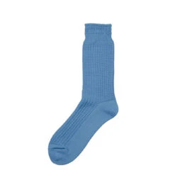 Rototo Cotton Waffle Crew Socks Light Blue