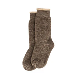 Rototo Double Face Crew Socks Dark Brown / Brown