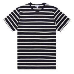 Sunspel Classic T-Shirt Navy / Ecru Breton Stripe