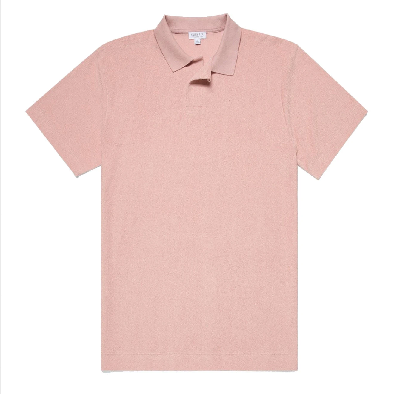 Sunspel Towelling Polo Shirt Shell Pink 1 Sunspel Towelling Polo Shirt Shell Pink
