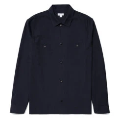 Sunspel Seersucker Overshirt Navy